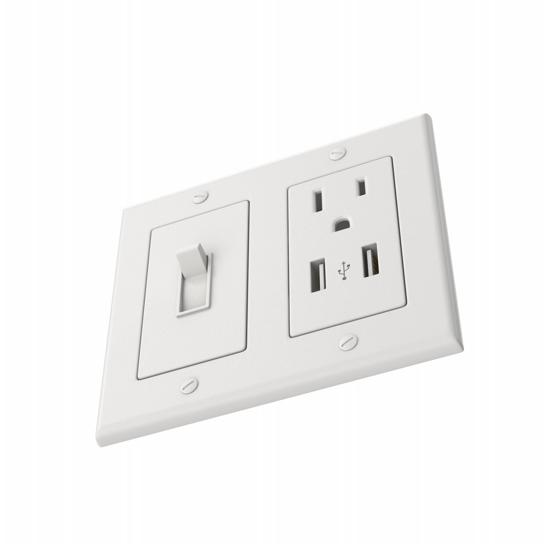 3D model Light Switch USB And Socket Outlet 2 TurboSquid 2162601