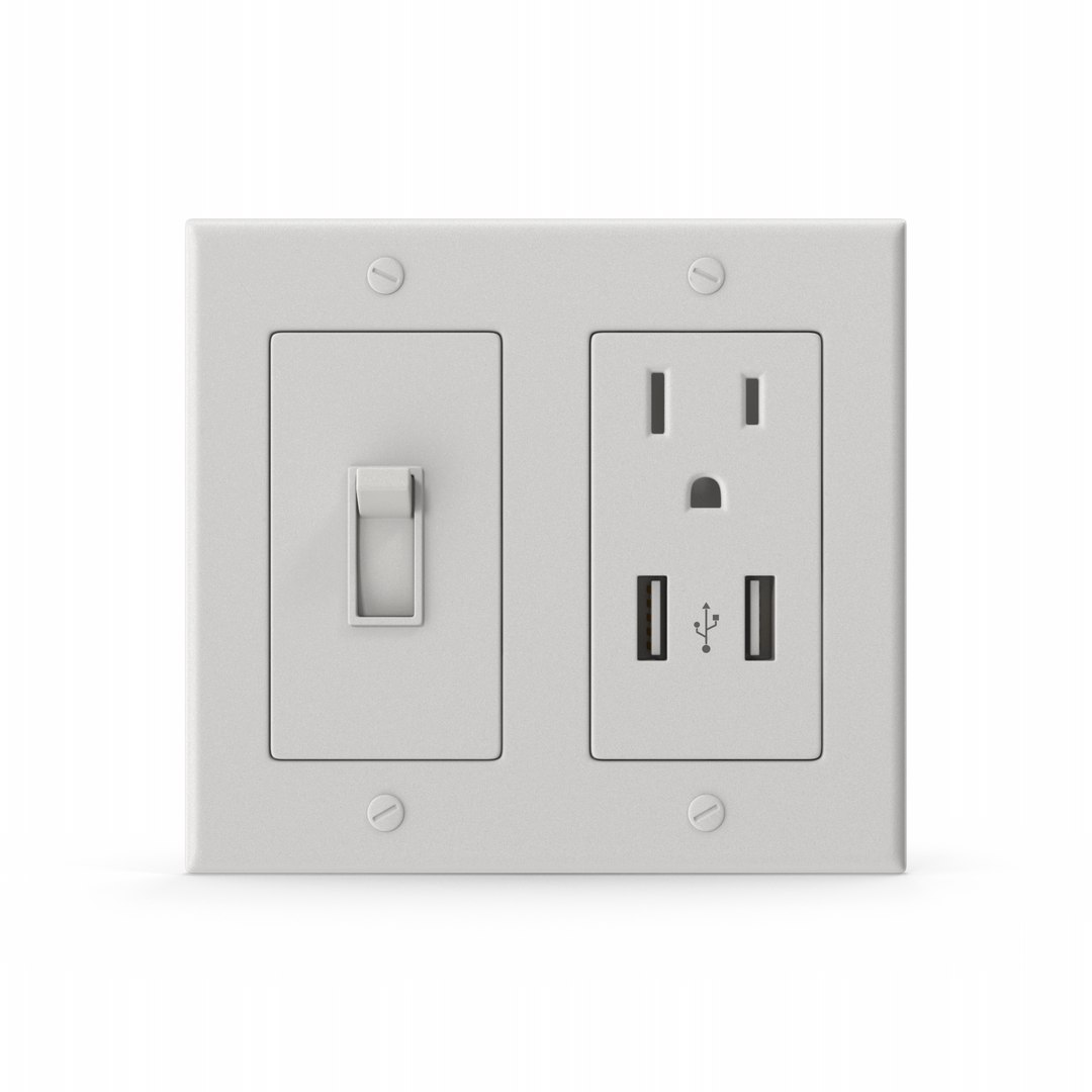 3D model Light Switch USB And Socket Outlet 2 TurboSquid 2162601