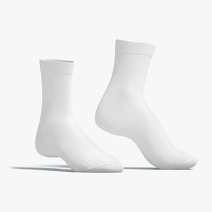 3D White Knee High Socks stand on tiptoe - fabric sox pair model ...