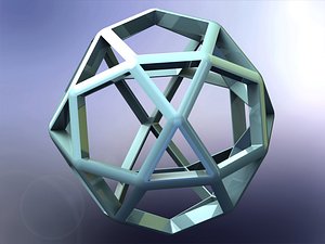 3D Wireframe Shape Icosidodecahedron