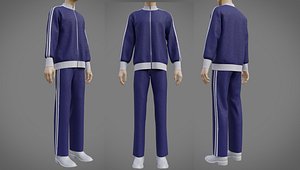 3D Male Tracksuit - Striped Jacket Sweatshirt and Sweatpants