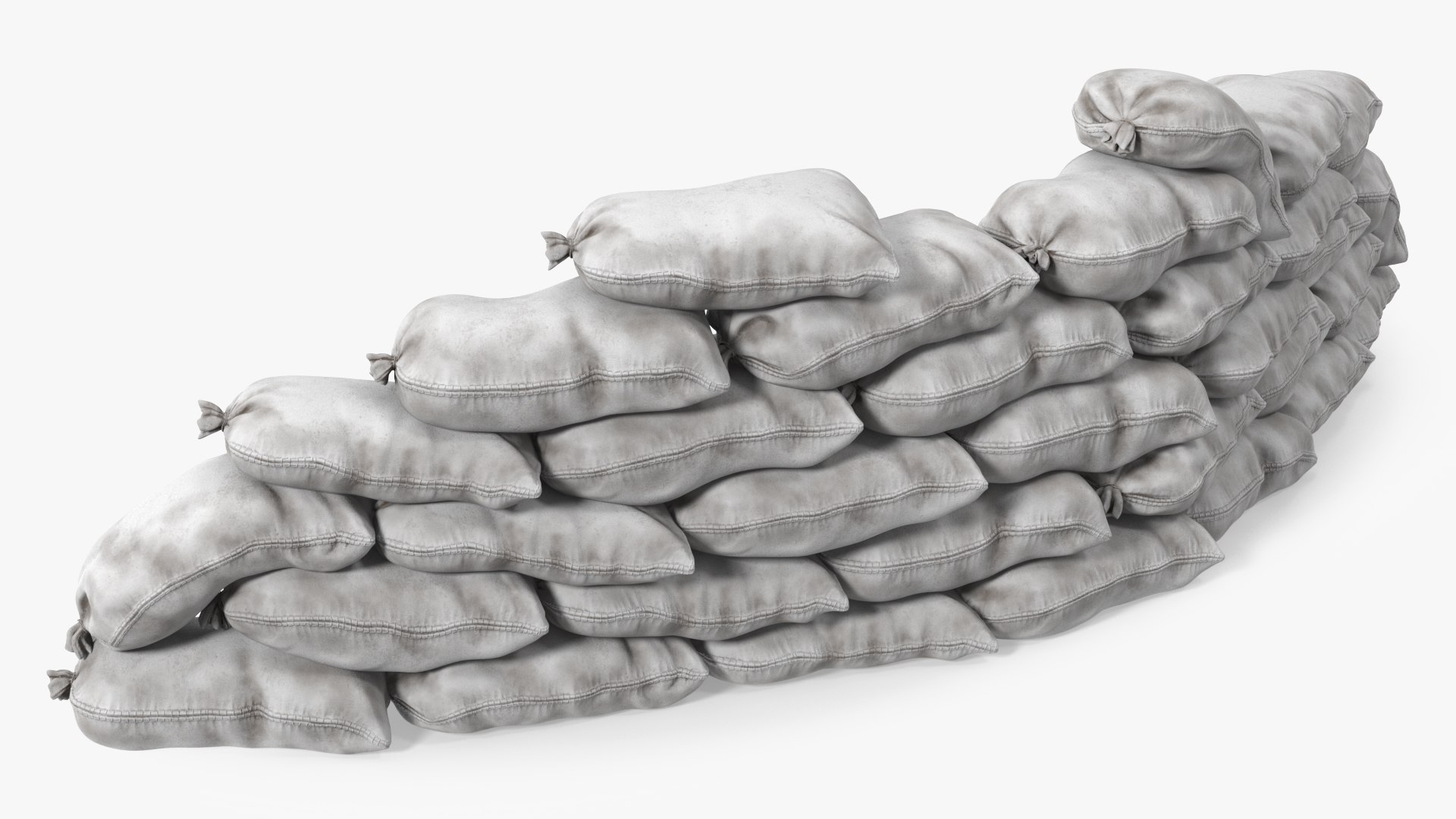 Semicircle Polypropylene Sandbag Barricade Dirty 3D model preview