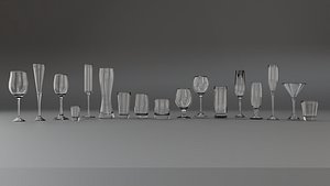 3D model 17 Professional Realistic Drinking Glassware Collection
