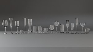 17 Professional Realistic Drinking Glassware Collection