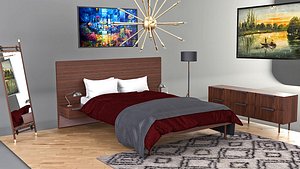 bedroom set bed 3D