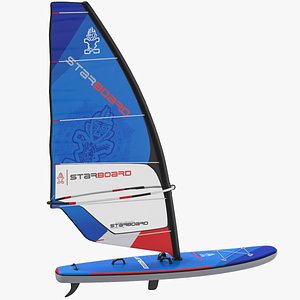 Windsurfing Board With Sail 01