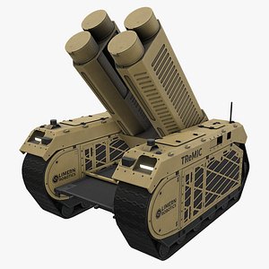 Smart Military Robot With Missile Launcher - Yellow 3D model
