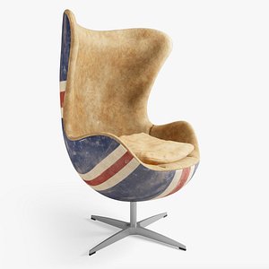 photoreal union jack chair seat 3d model