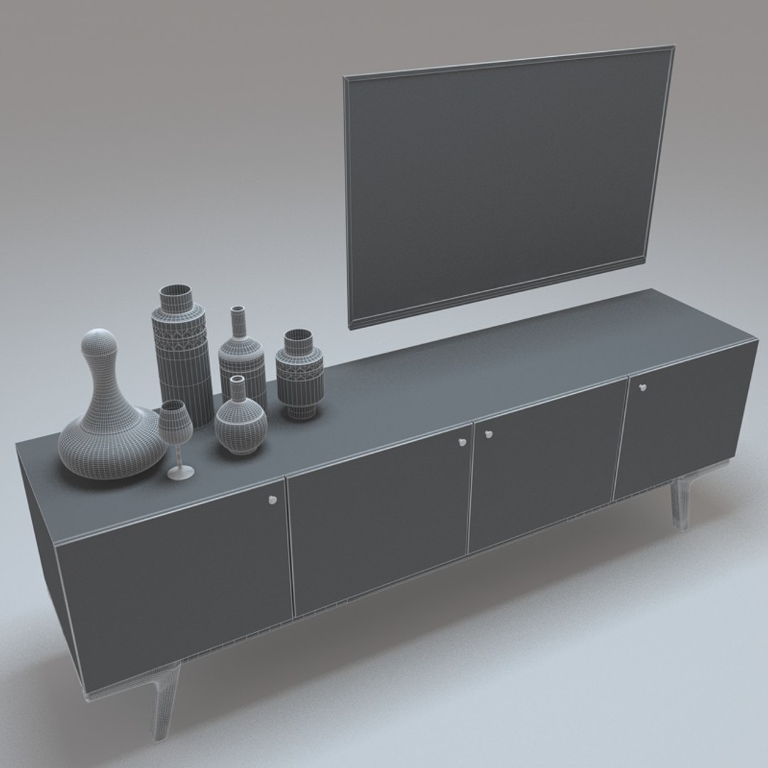 Modernism Media Console 3d Model