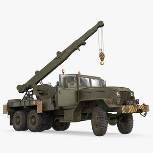Army Wrecker Crane Truck Dirty Rigged