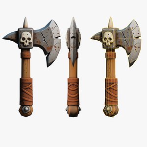 3D Stylized Skeleton Weapon - Crypt Iron Axe low-poly 3d model