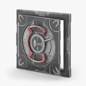 Circular Airlock Hatch With Lock Indicator Grey 3D model