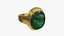 Golden Ring With Green Stone 3D