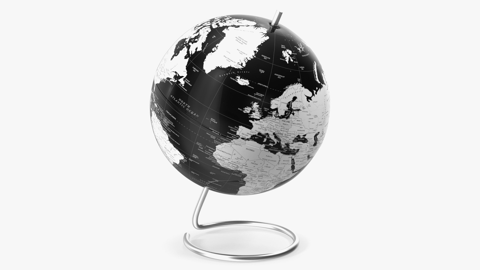 Metallic World Globe Black 3D model preview