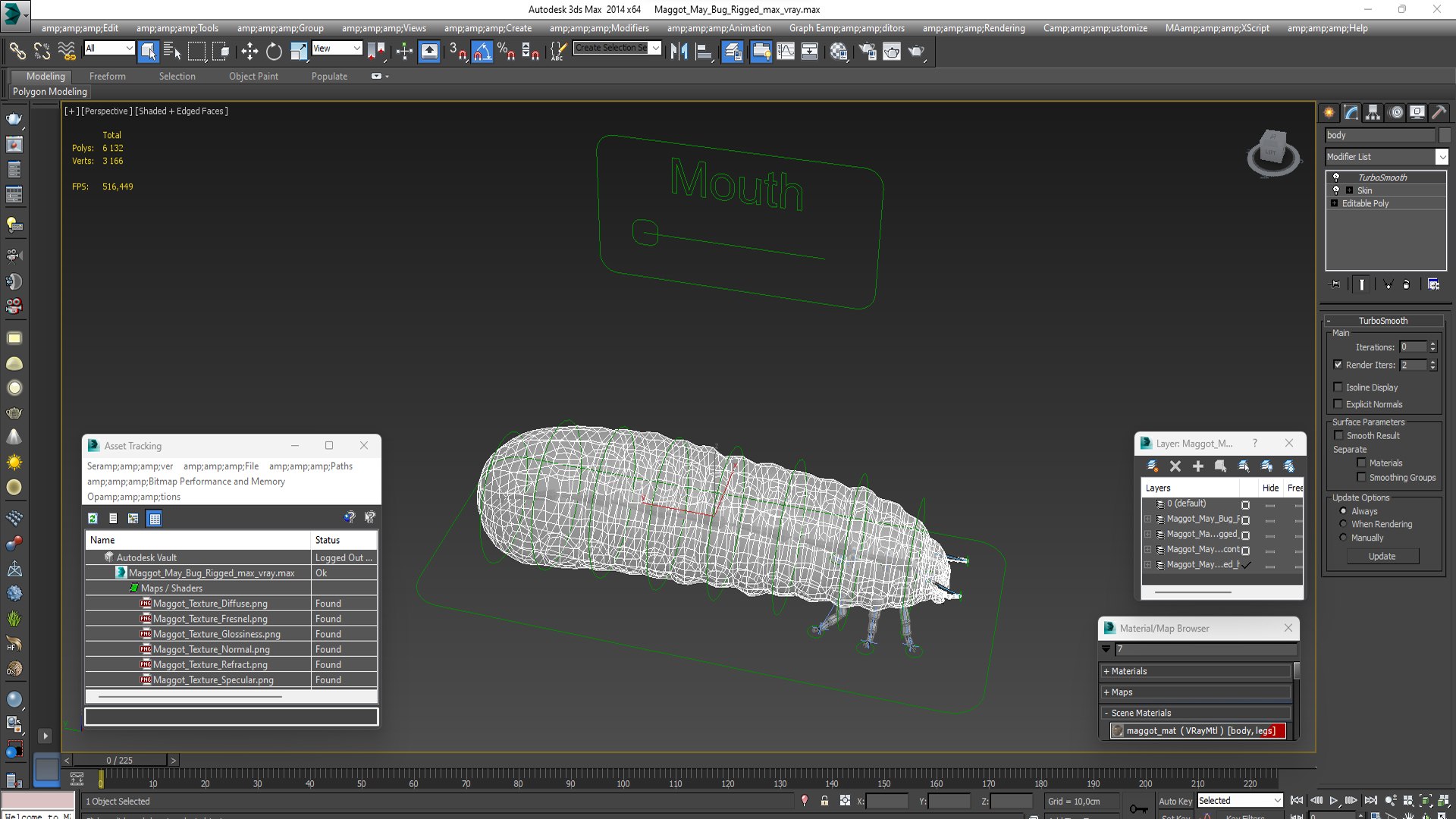 Maggot May Bug Rigged 3D - TurboSquid 2166881