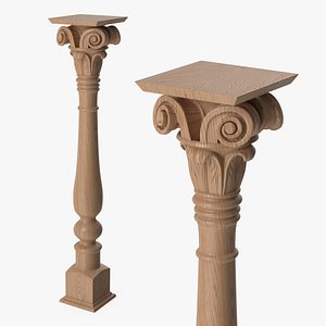 Carvedniture Leg Ionic Capital Light Wood