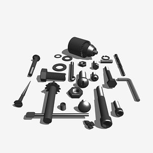 3d model nuts bolts screws