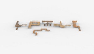 Wooden Pier set 3D model 3D