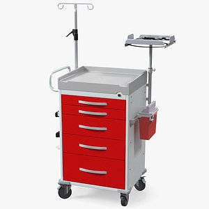3D medical cart defibrillator shelf