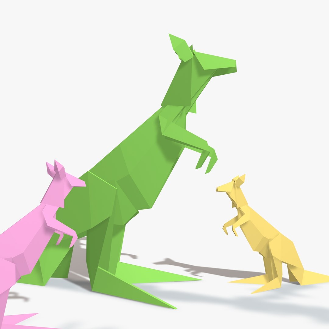 origami kangaroo 3d model