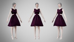 Dress 33 Velvet Plum Dream v2 3D model