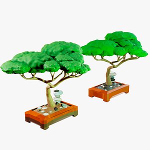 3D Bonsai Cartoon Stylised Tree textured sculpted