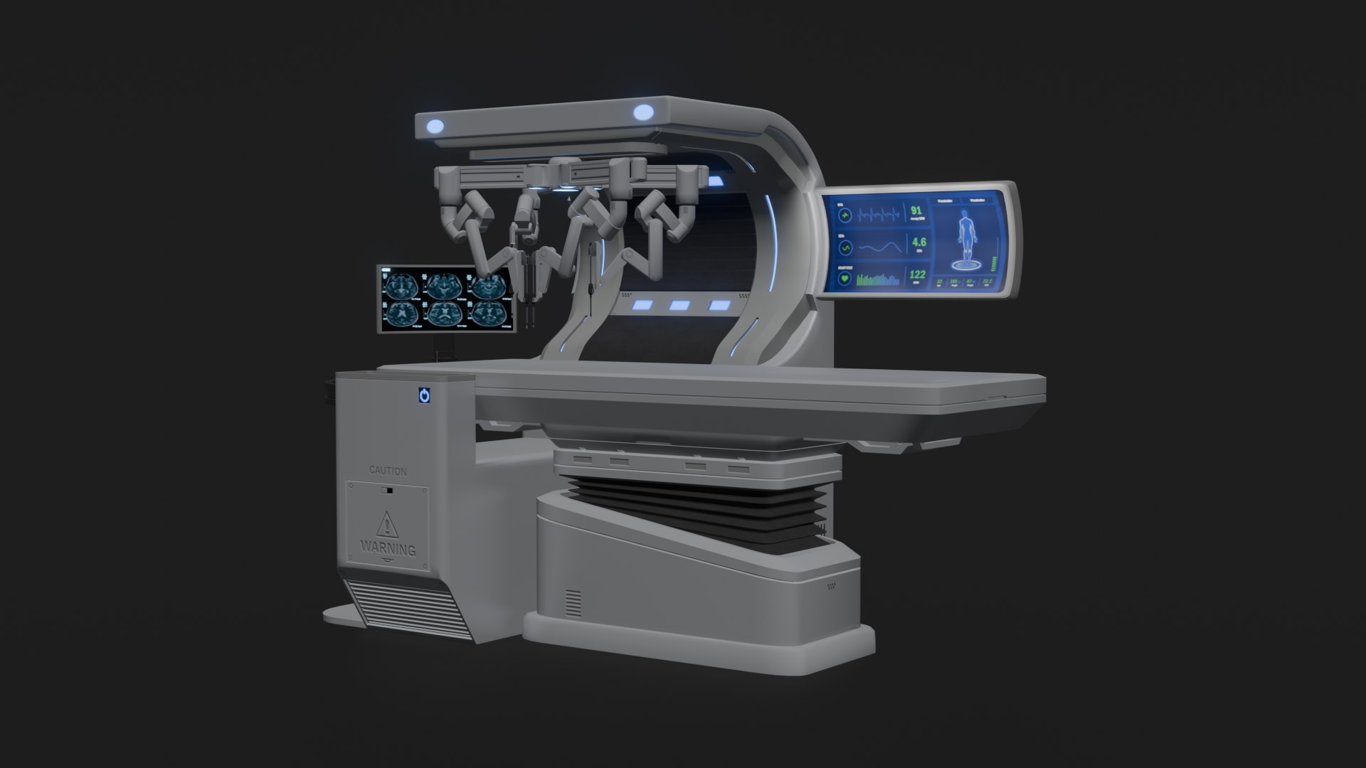 Surgical Robotic System 3D model https://p.turbosquid.com/ts-thumb/Oc/vBmKHT/G6/surgerys12/png/1706102816/1920x1080/fit_q87/a92fdbd0989064d80fc5439b202a6e57b32017f6/surgerys12.jpg