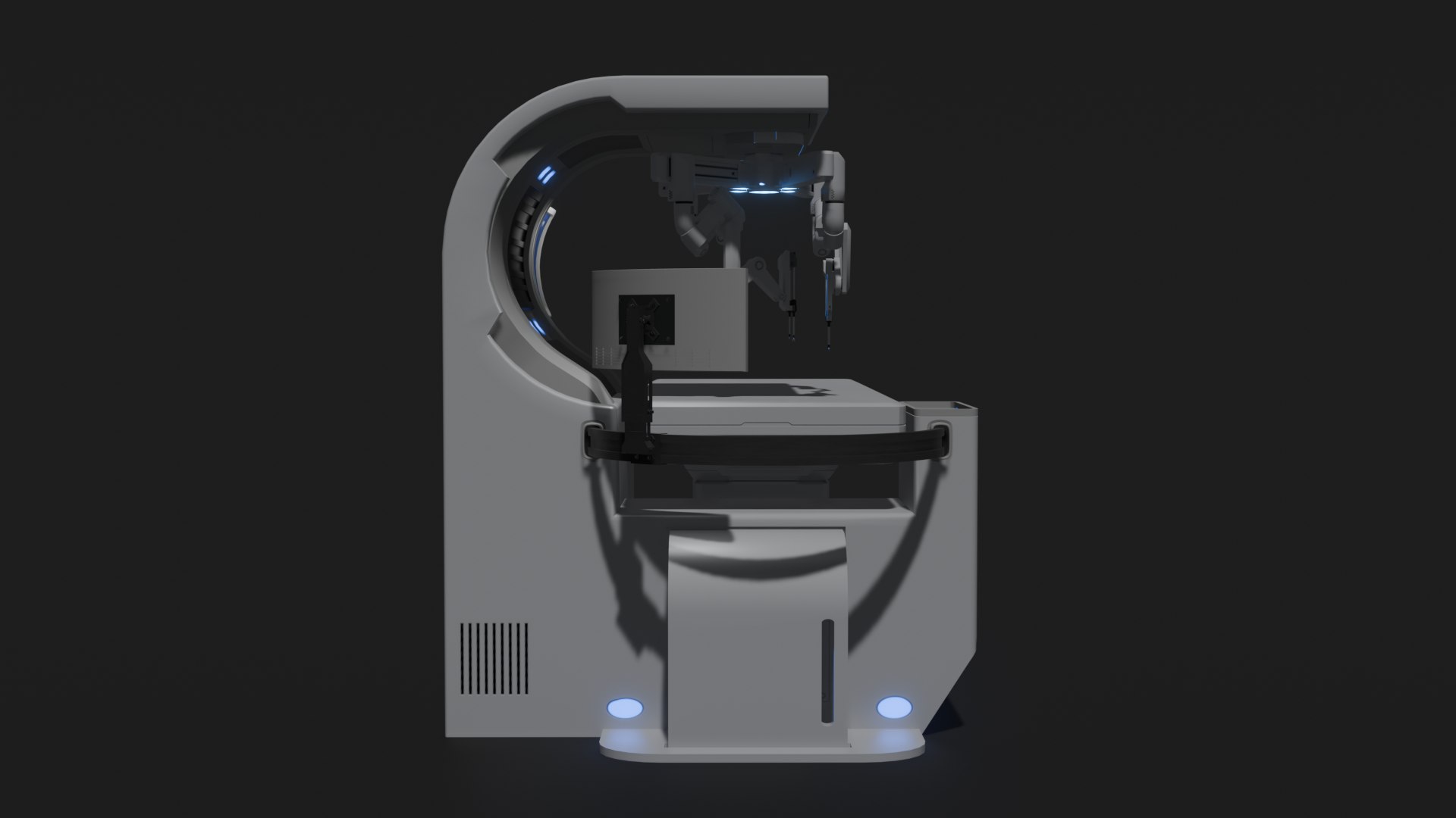 Surgical Robotic System 3D model https://p.turbosquid.com/ts-thumb/Oc/vBmKHT/Z0/surgerys8/png/1706102812/1920x1080/fit_q87/66d24ed83b2356ec60efd3159fa9579e226390c7/surgerys8.jpg