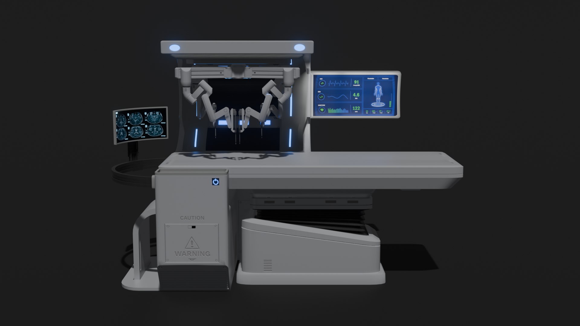 Surgical Robotic System 3D model https://p.turbosquid.com/ts-thumb/Oc/vBmKHT/as/surgerys1/png/1706102797/1920x1080/fit_q87/16b8384bbd88ec64f98d347b37436d9f0572ec11/surgerys1.jpg