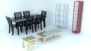 3d model living dining room furniture