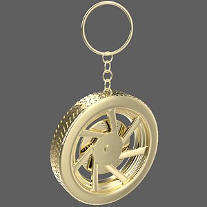 3D model Simple Pure Gold Wheel 3 Keychain