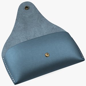 Leather Sunglasses Case Open Blue