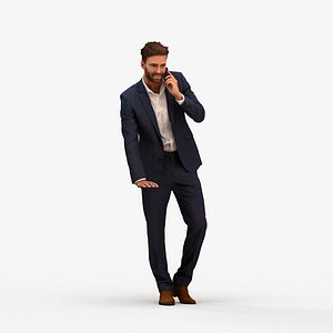 3D 00276Olivier009 - Adult Caucasian male calling while leaning in office wearing autumn attire