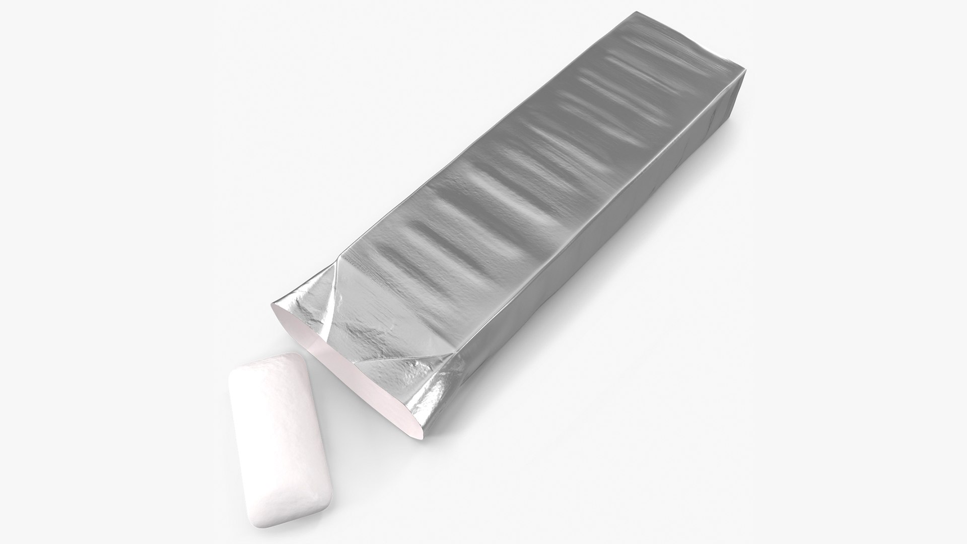 Chewing Gum Foil Pack Open with Pad 3D model preview