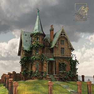 Run-down victorian terra cotta mansion