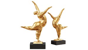Modern Art gold sculpture balancing dancer