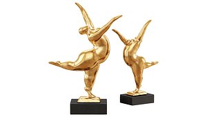 Modern Art gold sculpture balancing dancer