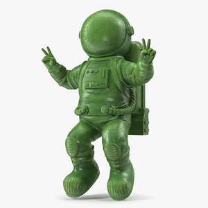 Astronaut Toy Character Green Victory Sign