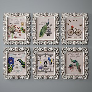 A set of framed reproductions "Solange".