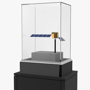 Museum Exhibit of Earth Satellite with Solar Panels 3D