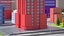3D Stylized Cartoon Skyscraper Low Poly Red model
