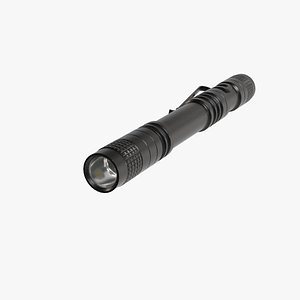 Compact tactical LED flashlight high detail PBR model