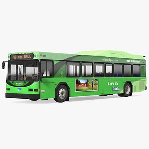 3D Gillig Low Floor Hybrid Bus Intercity Green Simple Interior