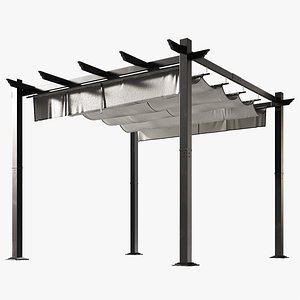 3D Metal pergola Gazebo with a sliding fabric canopy