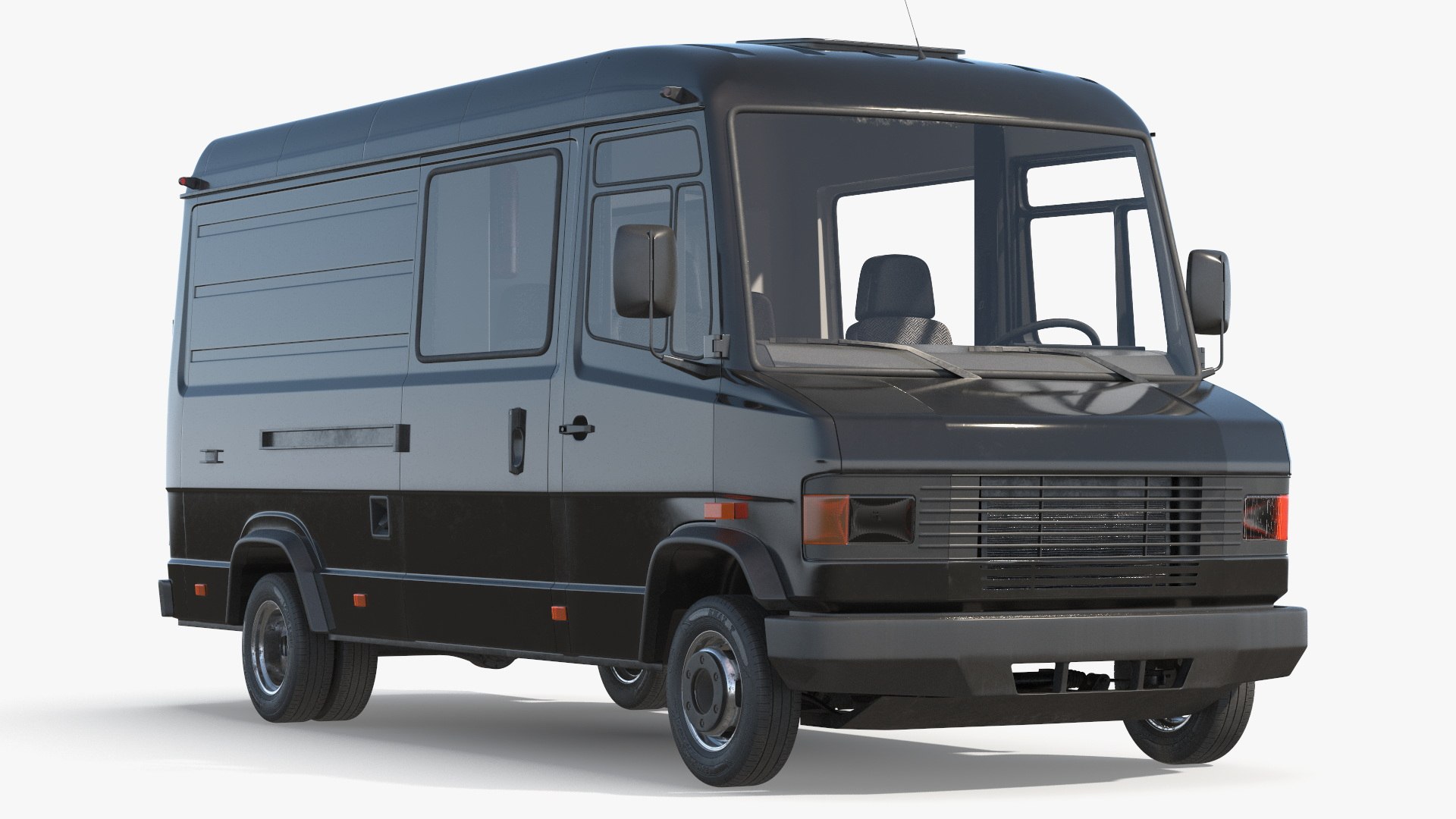 Cargo Freight Passenger Van with Side Windows Black 3D model preview