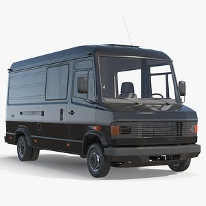 Cargo Freight Passenger Van with Side Windows Black 3D model