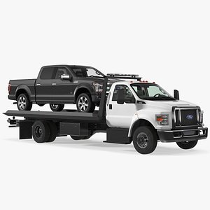Ford F650 Tow Truck with Ford F 150 SuperCrew Rigged 3D model