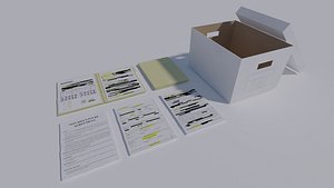 3D Crime Police Investigation Documents Folders and Cardboard Box model