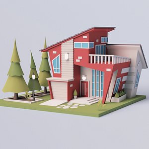 Cartoon Modern House 04 3D model