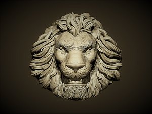 aggressive lion head 3D